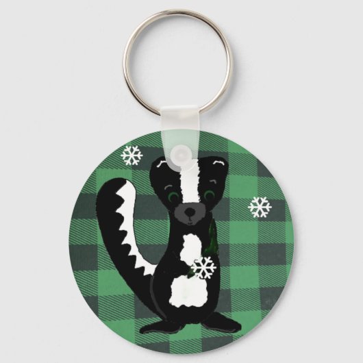 Buffalo Plaid Woodland Skunk Sleutelhanger (Voorkant)