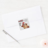 Buffalo Plaid Yorkshire Terrier Hond Kerstmis Vierkante Sticker (Envelop)