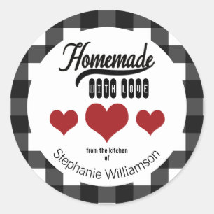 Buffalo Plaid Zelfgemaakt met Love Gift van de Keu Ronde Sticker