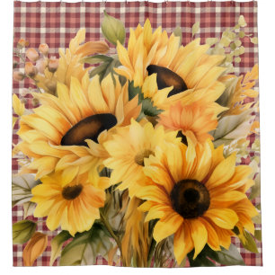 Buffalo Plaid Zonnebloem Gordijnen voor de Badkame