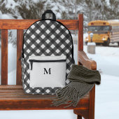 Buffalo Plaid Zwart en grijs patroon Monogrammed Bedrukte Rugzak