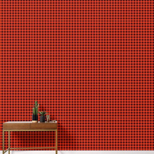 (Buffalo Plaid)  Zwart en Rood Behang (Hal)