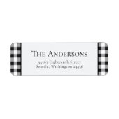 Buffalo Plaid Zwart Wit Kerst Retouradres Etiket (Voorkant)