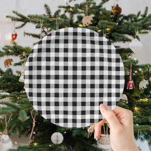 Buffalo Plaid Zwart Wit Kerstmis  Papieren Bordje