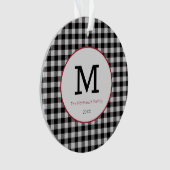 Buffalo Plaid Zwart Wit Rood Modern Monogram Ornament (voorkant)