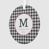 Buffalo Plaid Zwart Wit Rood Modern Monogram Ornament (voorkant)