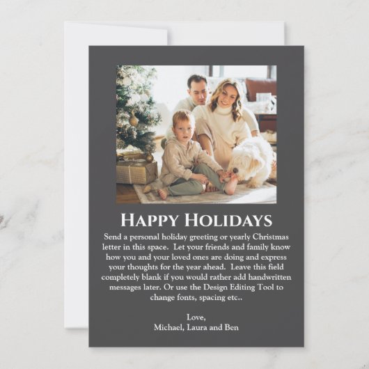 Buffalo Plaid Zwart & Wit Twee foto's van Kerstmis Feestdagenkaart (Achterkant)