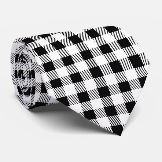 Buffalo Plaid Zwart Witte Herfst Stropdas (Opgerold)