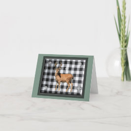 Buffalo Plaid Zwarte Bosherten Kerstkaart Feestdagen Kaart