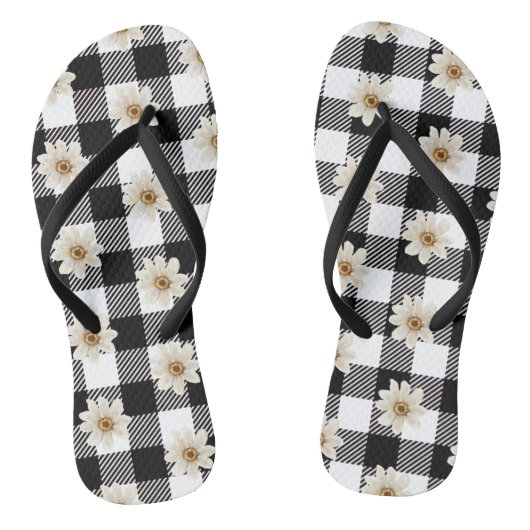 Buffalo Play Daisy Black White Teenslippers (Voetbed)