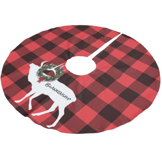 Buffalo Play Elk Silhouette met aangepaste naam Kerstboom Rok (Gekanteld)