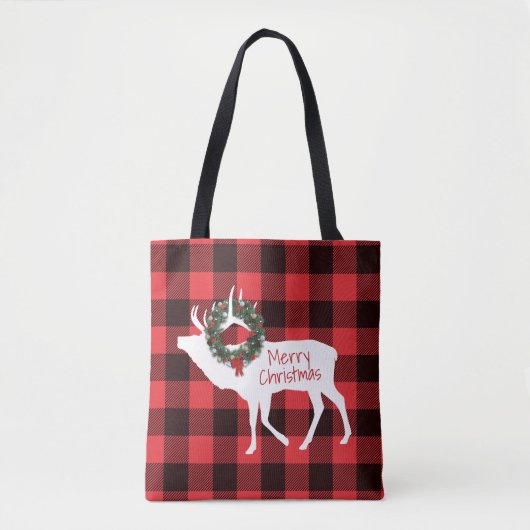 Buffalo Play Elk Silhouette met aangepaste naam Tote Bag (Voorkant)