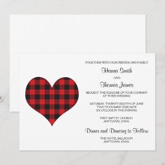 Buffalo Play Wedding Black Red Heart Kaart (Voorkant / Achterkant)