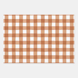 Buffalo Plays Black, Burnt Oranje en Grey Gingham Inpakpapier Vel