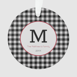 Buffalo Plays Black White Red Modern Monogram Ornament