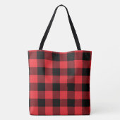 Buffalo Plays Red Black Tote Bag (Achterkant)