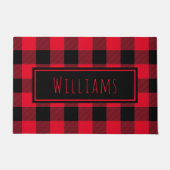Buffalo Plays Red en Black Custom Name Doormat Deurmat (Voorkant)