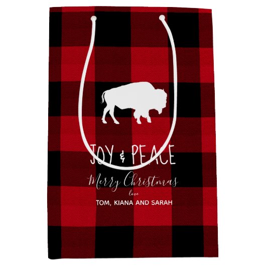 Buffalo Plays Red en Black Joy & Peace ID603 Medium Cadeauzakje (Voorkant)