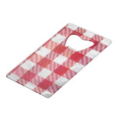 Buffalo Plays Red en White Creditkaart Flessenopener (Voorkant Gekanteld)