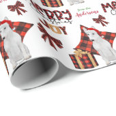 Buffalo Plays White Bull Terrier Dog Kerstmis Cadeaupapier (Rol Hoek)