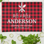 Buffalo Plegding Wedding Couple naam Theedoek (Gevouwen)