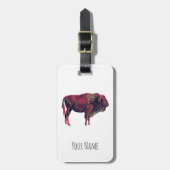 Buffalo portretontwerp voor bizon of wisent dier bagagelabel (Voorkant verticaal)