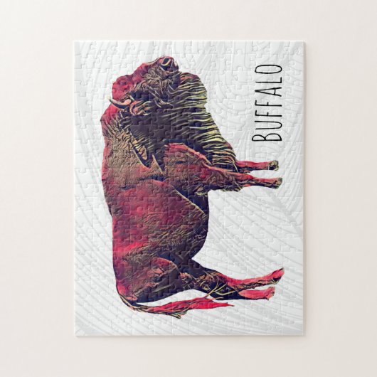 Buffalo portretontwerp voor bizon of wisent dier legpuzzel (Verticaal)