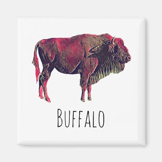 Buffalo portretontwerp voor bizon of wisent dier magneet (Voorkant)