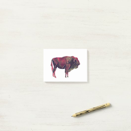 Buffalo portretontwerp voor bizon of wisent dier post-it® notes (Op bureau)