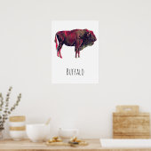 Buffalo portretontwerp voor bizon of wisent dier poster (Keuken)