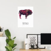 Buffalo portretontwerp voor bizon of wisent dier poster (Thuiskantoor)