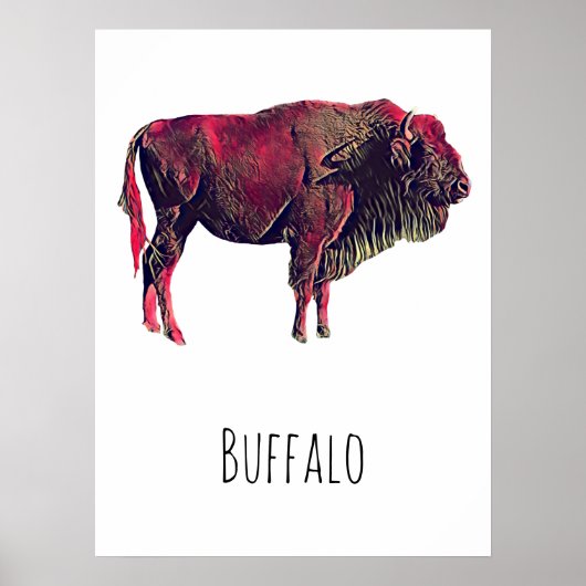 Buffalo portretontwerp voor bizon of wisent dier poster (Voorkant)