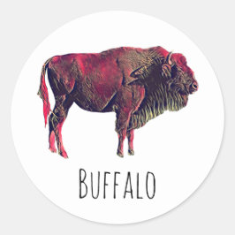 Buffalo portretontwerp voor bizon of wisent dier ronde sticker