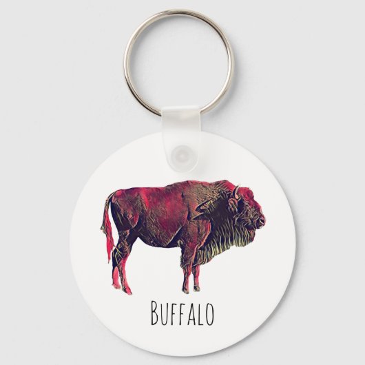 Buffalo portretontwerp voor bizon of wisent dier sleutelhanger (Voorkant)