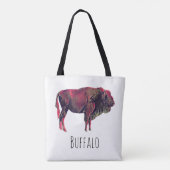 Buffalo portretontwerp voor bizon of wisent dier tote bag (Achterkant)