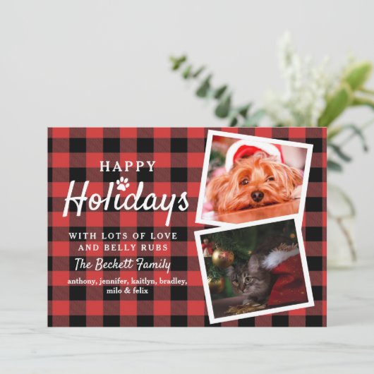Buffalo Pset 2 Foto-collage kerstmis Feestdagenkaart (Staand voorkant)