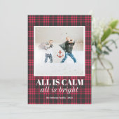 Buffalo Pset "All is Calm" Funny Foto Kerstmis Feestdagenkaart (Staand voorkant)