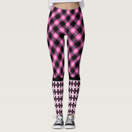 Buffalo Pset & Argyle in Fuchsia & Black Leggings