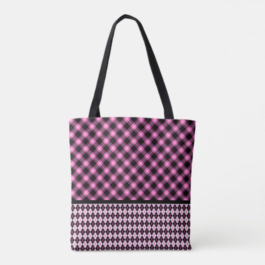 Buffalo Pset & Argyle in Fuchsia & Black Tote Bag (Achterkant)