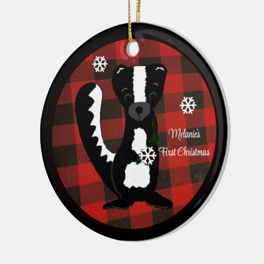 Buffalo Pset Baby Eerste kerstversiering Keramisch Ornament (Links)