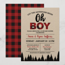 Buffalo Pset Baby shower Invitation - Oh Boy Kaart