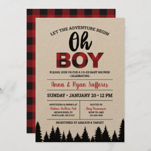 Buffalo Pset Baby shower Invitation - Oh Boy Kaart