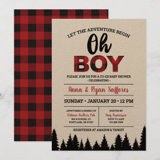 Buffalo Pset Baby shower Invitation - Oh Boy Kaart