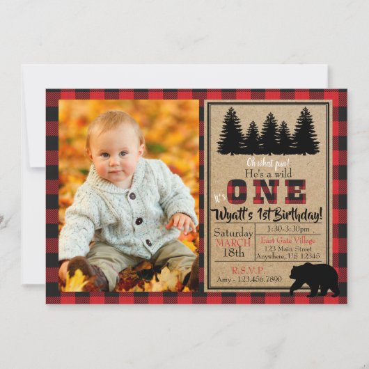 Buffalo Pset Birthday Fotouitnodiging Kaart (Voorkant)