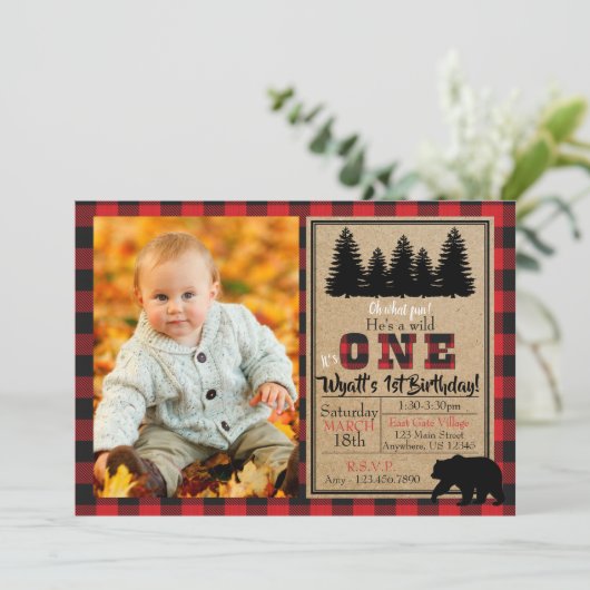 Buffalo Pset Birthday Fotouitnodiging Kaart (Staand voorkant)