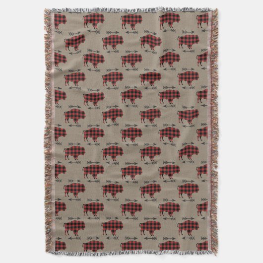 Buffalo Pset Bison op Tan Deken (Voorkant Verticaal)