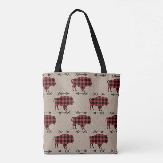 Buffalo Pset Bison Pattern op Tan Tote Bag (Achterkant)