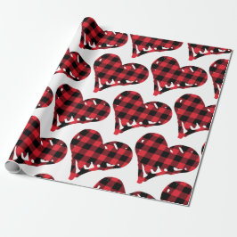 Buffalo Pset Black Red Hand Drawn Hearts Cadeaupapier