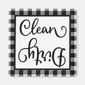 Buffalo Pset Black White Clean Dirty Dishwasmachin Magneet (Voorkant)