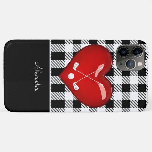 Buffalo Pset Black white golfclubs rood hart Case-Mate iPhone Case (Achterkant (horizontaal))